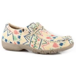 Roper Womens Tan Canvas Chillin Aztec Oxford Shoes