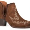 Roper Womens Brown Leather Rowdy Cow Suede Ankle Boots -ROPER Shop 0902101912793