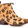 Roper Womens Tan Leather Dusty II Leopard Ankle Boots -ROPER Shop 0902109802737