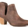 Roper Womens Brown Leather Rowdy Stamped Snake Ankle Boots -ROPER Shop 0902109812735