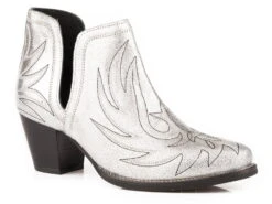 Roper Womens Silver Leather Rowdy Metallic Ankle Boots
