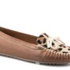 Roper Womens Tan Leather Lilly Leopard Hair Loafer Shoes -ROPER Shop 0902109902913