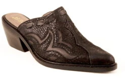 Roper Womens Shoes Black Laced Underlay Faux Leather Pointy Toe Mule