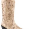 Roper Womens Beige Faux Leather Alisa Metallic Cowboy Boots -ROPER Shop 0902115562175