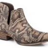 Roper Womens Tan Faux Leather Ava Snake Print Ankle Boots -ROPER Shop 0902115671284