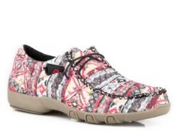 Roper Womens Pink Fabric Chillin Aztec Loafer Shoes