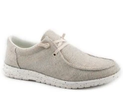 Roper Womens Blue/Natural Fabric Hang Loose Metallic Loafer Shoes