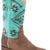 Roper Womens Brown/Turquoise Leather Ruby Native Embroidery Design On Turquoise Shaft Cowboy Boots -ROPER Shop 0902192011721