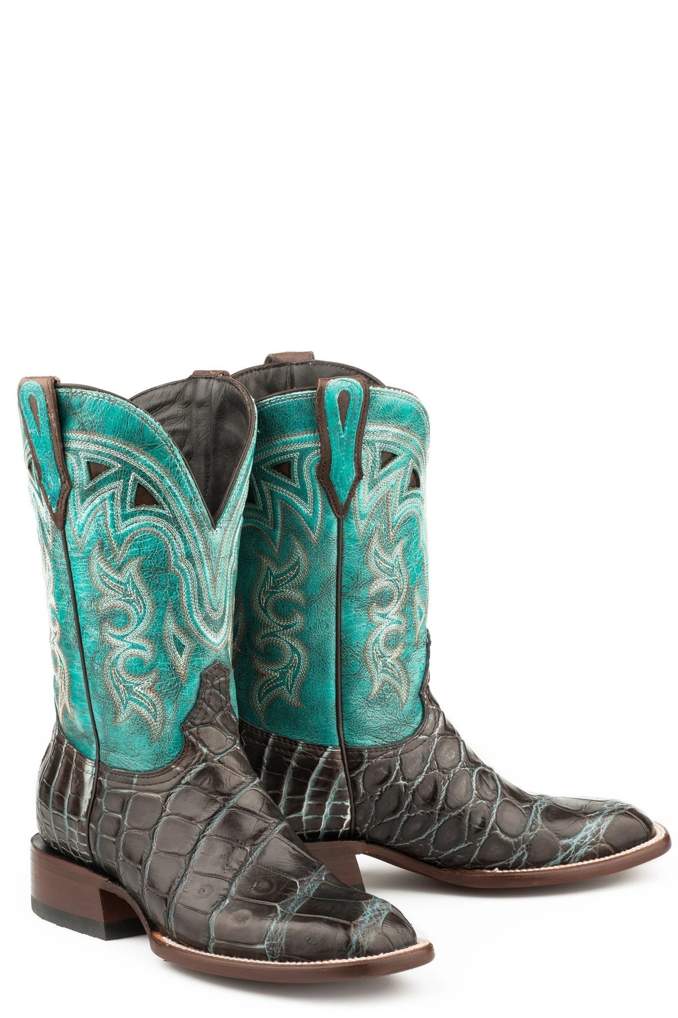 Stetson Womens Brown/Turquoise Alligator Madrid Cowboy Boots 2 Stetson Womens Brown/Turquoise Alligator Madrid Cowboy Boots - Image 2
