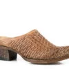 Stetson Womens Brown Leather Ellis Basketweave Mules Shoes -ROPER Shop 1202151040201