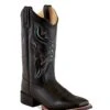 Old West Black Womens Leather 11in Scallop Cowboy Boots -ROPER Shop 18121