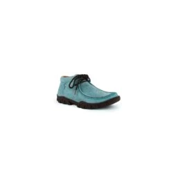 Ferrini Ladies Turquoise Leather Rogue Moccasin Oxfords -ROPER Shop 63722 50 Rogue Turquoise ThreeFourths