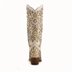 Ferrini Ladies Distressed White Leather Bliss V-Toe Cowboy Boots -ROPER Shop 83061 19 Bliss White Snip Toe Rear