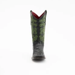 Ferrini Ladies Black Leather Caiman Print S-Toe Stampede Cowboy Boots -ROPER Shop 90393 04 20Front 20820