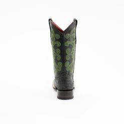 Ferrini Ladies Black Leather Caiman Print S-Toe Stampede Cowboy Boots -ROPER Shop 90393 04 20Rear 20820