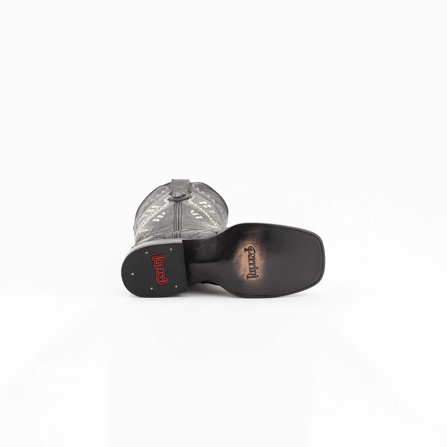 Ferrini Ladies Black Leather Bronco S-Toe Pirarucu Cowboy Boots 2 Ferrini Ladies Black Leather Bronco S-Toe Pirarucu Cowboy Boots - Image 2