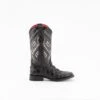 Ferrini Ladies Black Leather Bronco S-Toe Pirarucu Cowboy Boots -ROPER Shop 93393 04 Bronco Black S Toe Profile