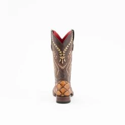 Ferrini Ladies Cigar Leather Bronco S-Toe Cowboy Boots -ROPER Shop 93393 61 Bronco Cigar S Toe Rear