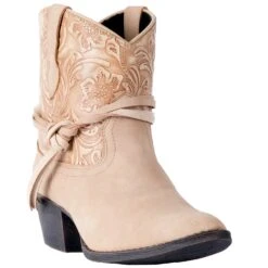 Dingo Womens Tan Valerie Tooled Cowboy Boots Faux Leather