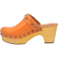 Dingo Womens Deadwood Orange Leather Studs Clogs Shoes -ROPER Shop DI917 Orange 3