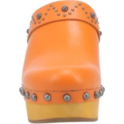 Dingo Womens Deadwood Orange Leather Studs Clogs Shoes -ROPER Shop DI917 Orange 5