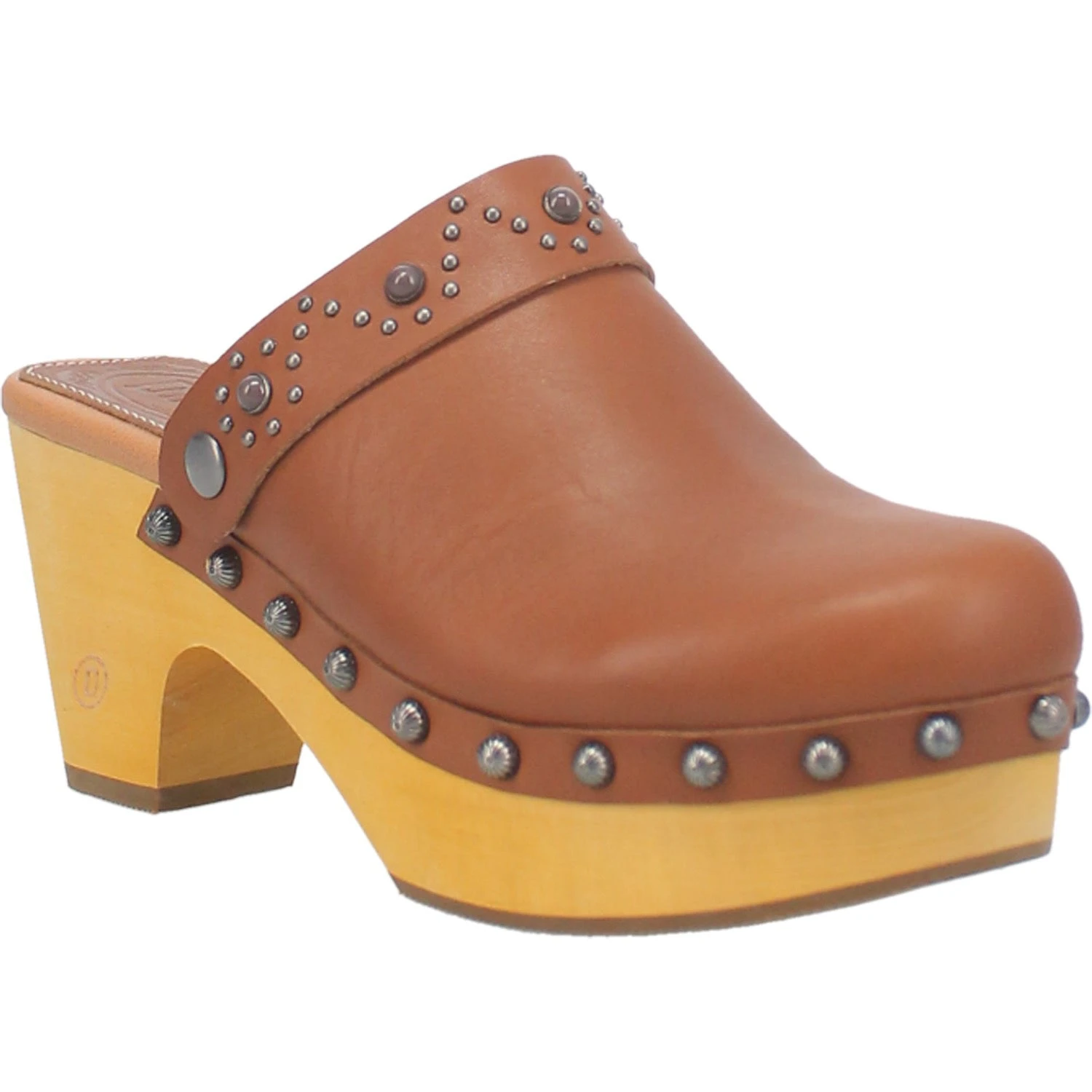 Dingo Womens Deadwood Tan Leather Studs Clogs Shoes 1 Dingo Womens Deadwood Tan Leather Studs Clogs Shoes