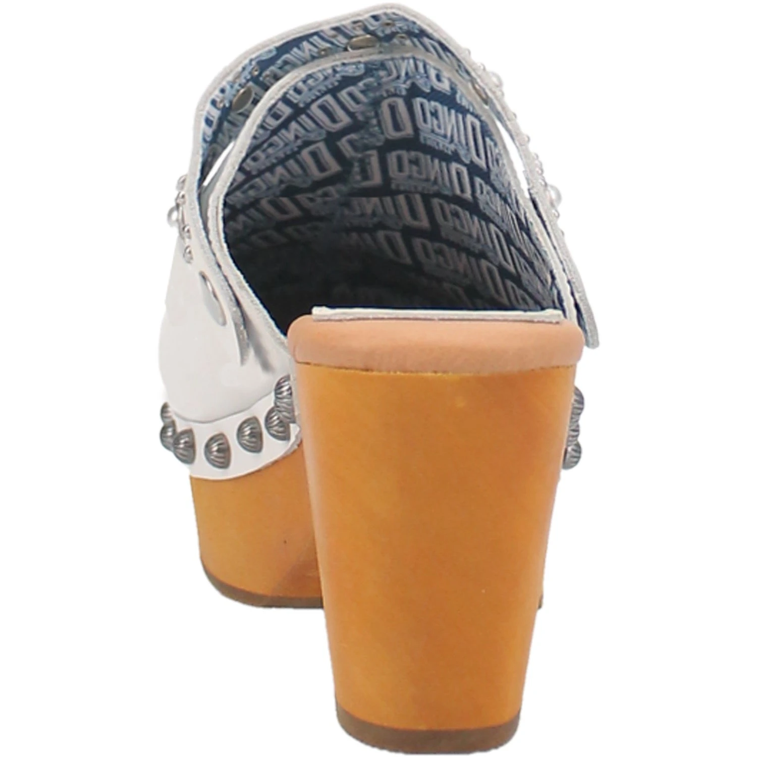 Dingo Womens Deadwood White Leather Studs Clogs Shoes 4 Dingo Womens Deadwood White Leather Studs Clogs Shoes - Image 4