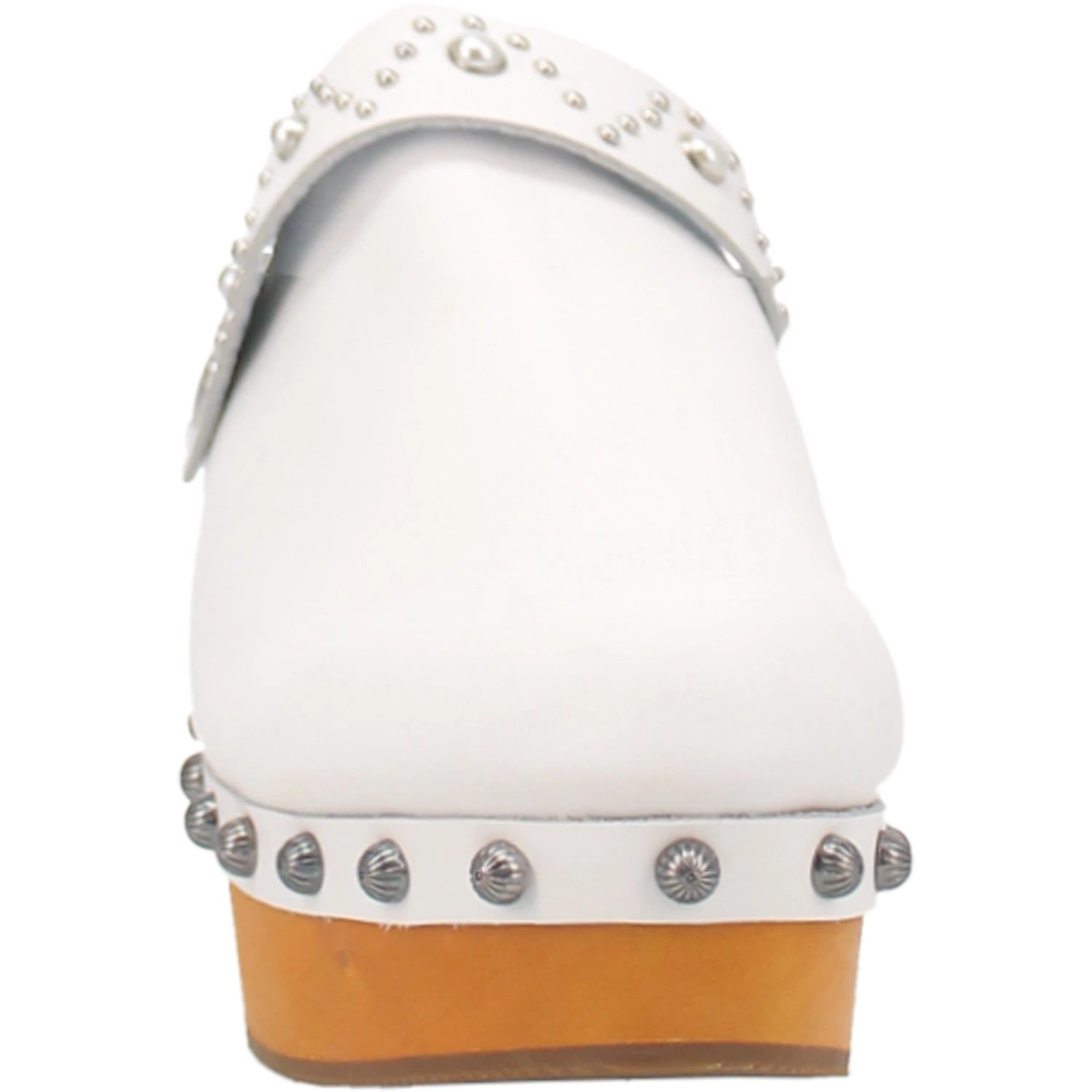 Dingo Womens Deadwood White Leather Studs Clogs Shoes 5 Dingo Womens Deadwood White Leather Studs Clogs Shoes - Image 5