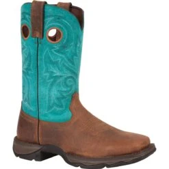 Lady Rebel By Durango Womens Turquoise Leather Steel Toe Cowboy Boots