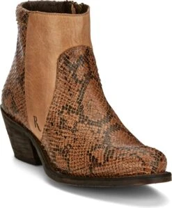 Justin 5in Zip Womens Natural Tan Nel Leather Ankle Boots