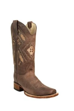 Corral Boots Circle G Ladies Embroidery Chocolate Cowhide Leather Cowgirl Boots
