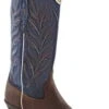 Old West Blue Womens Oily Leather 12in Fancy Stitch Snip Toe Cowboy Boots