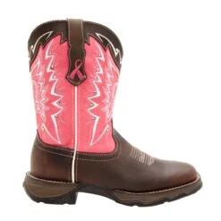 Durango Womens Pink Leather Breast Cancer Western Cowboy Boots -ROPER Shop RD3557 profile square